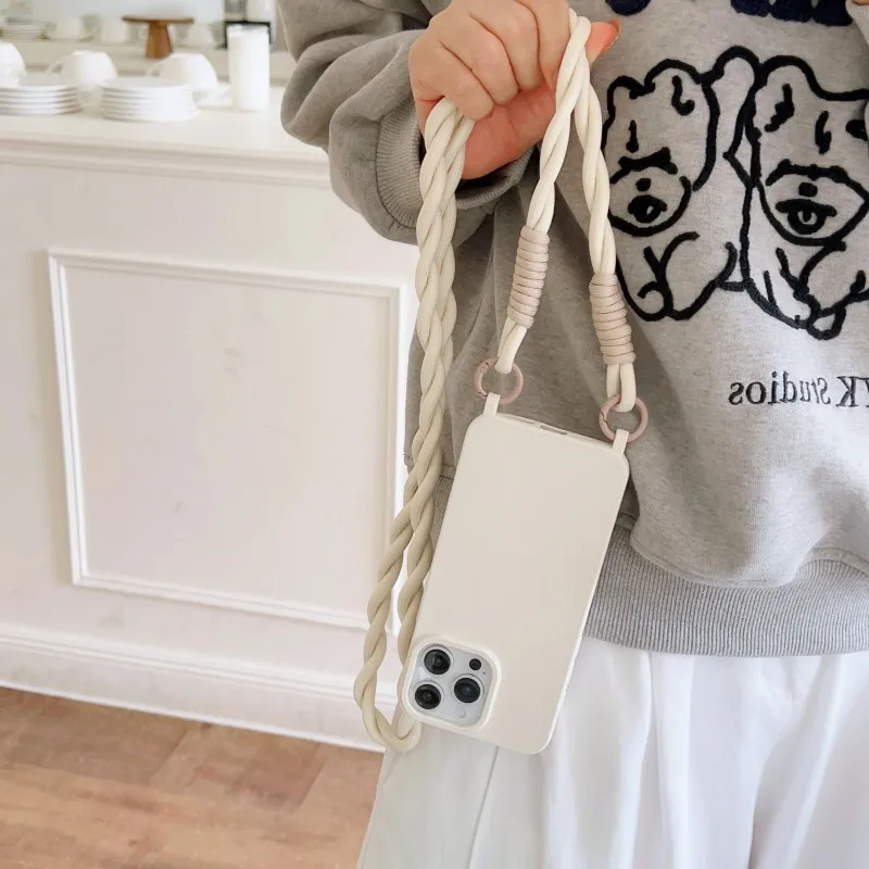 Stoßfeste Candy Lanyard Hülle für iPhone 17 16 Pro Max 14 12 11 13 15 Plus Air X XS mit Umhängekordel und weicher TPU-Abdeckung – Detail 17
