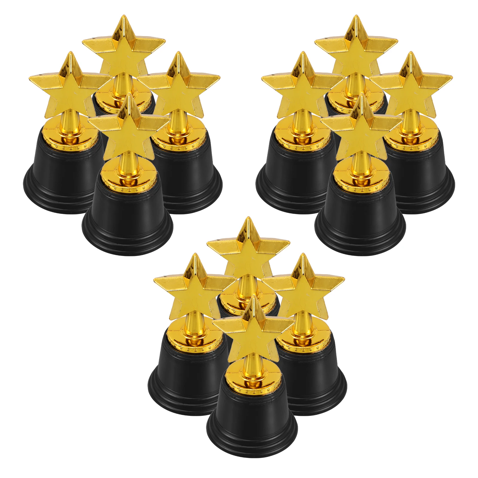

12pcs Star Award Trophies Golden Party Favors Mini Basketball Trophy Ceremony Prizes Plastic Base