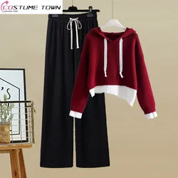 Spring and Autumn Set Women's New Korean Style Fashion Design Sweater High Waist Slimming Casual Pants Two-piece Set