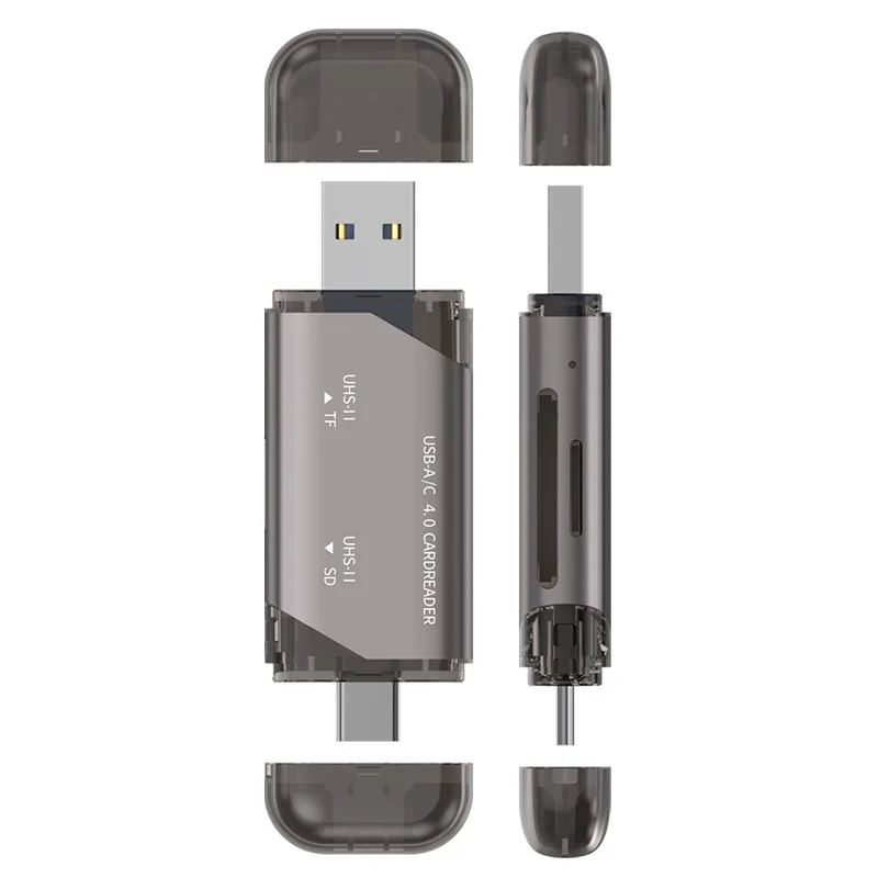 USB4.0 UHS-II Card Reader Dual Interface USB Type-C SD TF Memory Card Reader High Speed for Camera Drone Laptop Phone