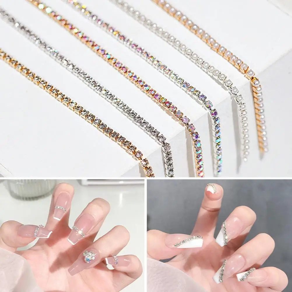 6Pcs Beautiful Nail Art Chain DIY Metal Manicure Decoration Decorative Nail Art Chain Cuttable Nail Salon Accessories