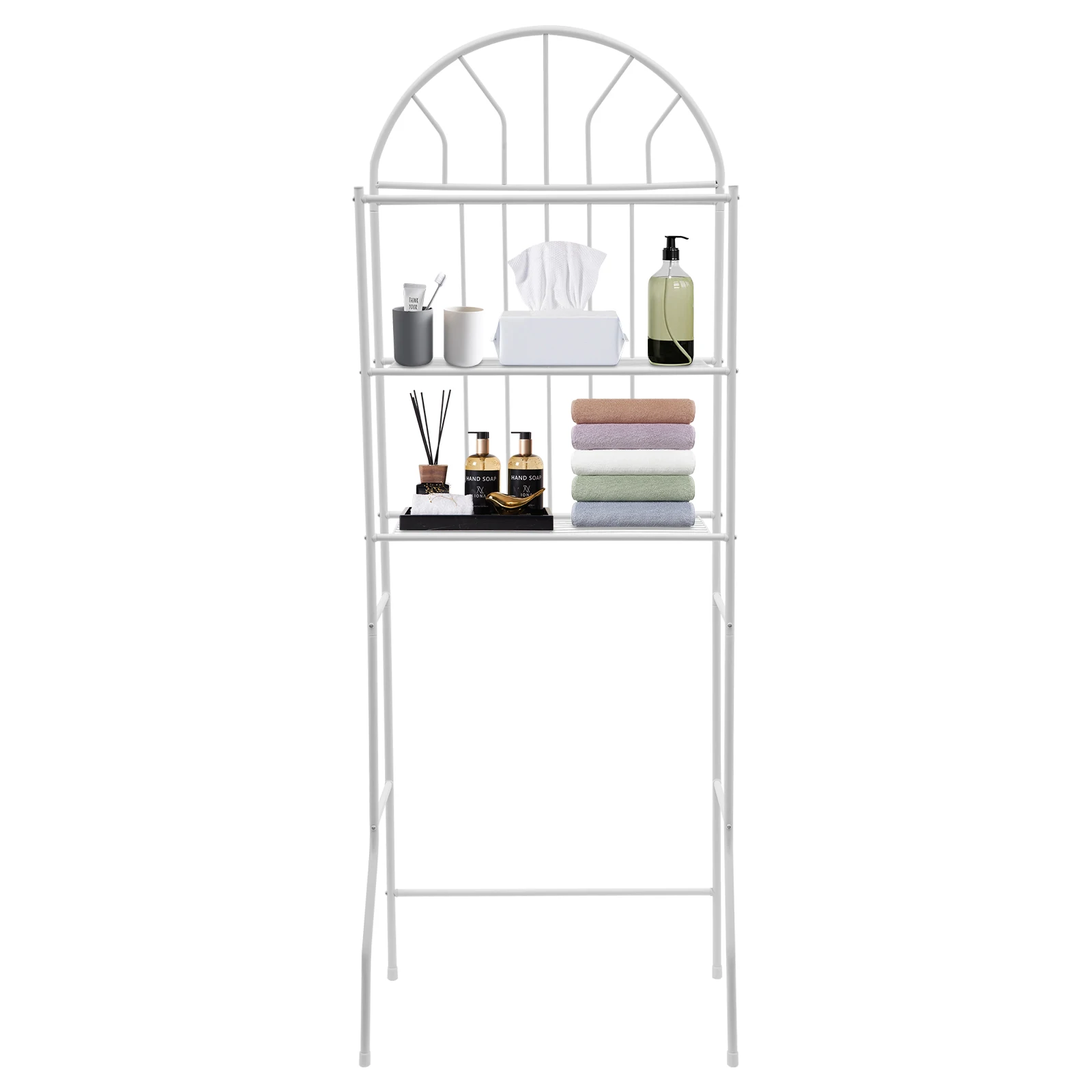 Three-Tier Over-The-Toilet Storage Shelf Floor Standing 63x34x177cm with 25kg Load Capacity Bathroom Organization Rack