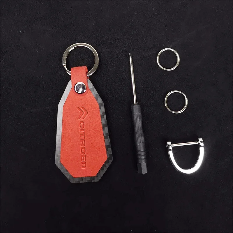 الجلد المدبوغ ألياف الكربون سيارة المفاتيح كيرينغ المعلقات الفاخرة لسيتروين C4 بيكاسو كسارا C5 Aircross الصبار C1 C2 C3 C6 C8 ملحق