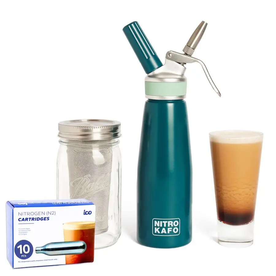 

KAFO 1L Nitro Coffee Maker, Aluminum Nitro Cold Brew Coffee Maker with Special Nitro Diffuser Nozzle amp Cold Brew Maker for Ma