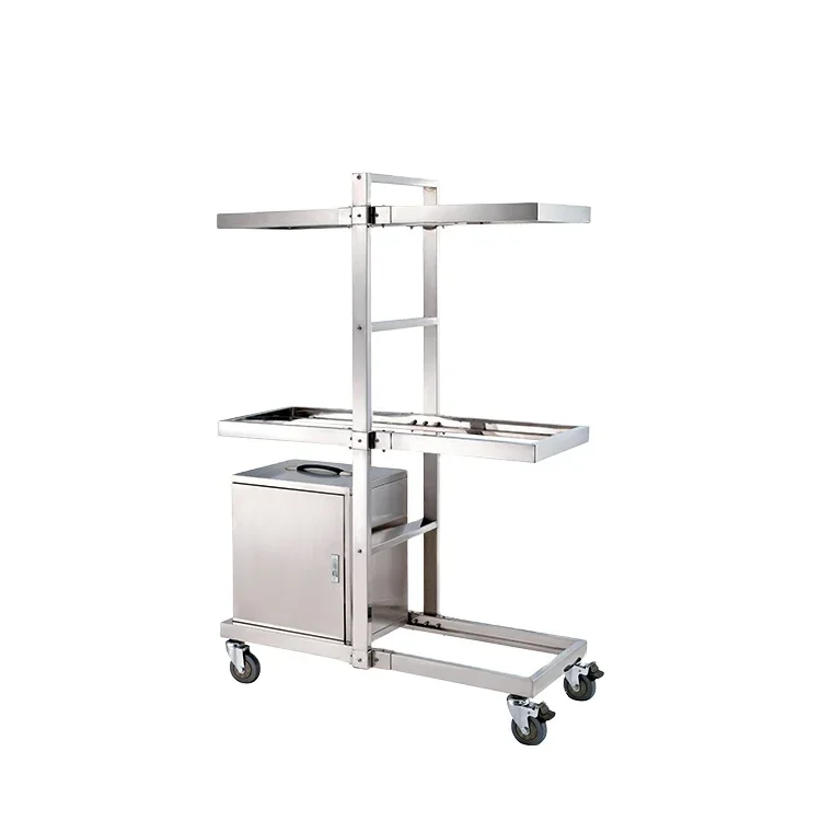 Brushed 4 Solid Wheels Detachable Design Room Service Cart Hotel Room Types Of Service Trolleys