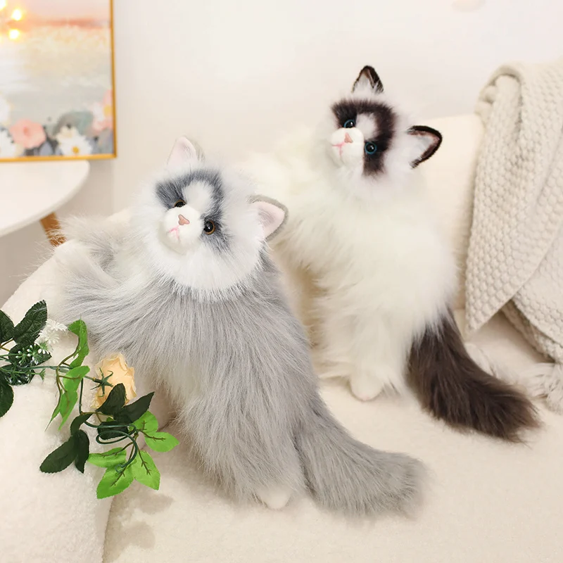 超リアルなラグドール猫ぬいぐるみふわふわかわいい長毛リアルな子猫のおもちゃかわいい横たわる動物の部屋の装飾