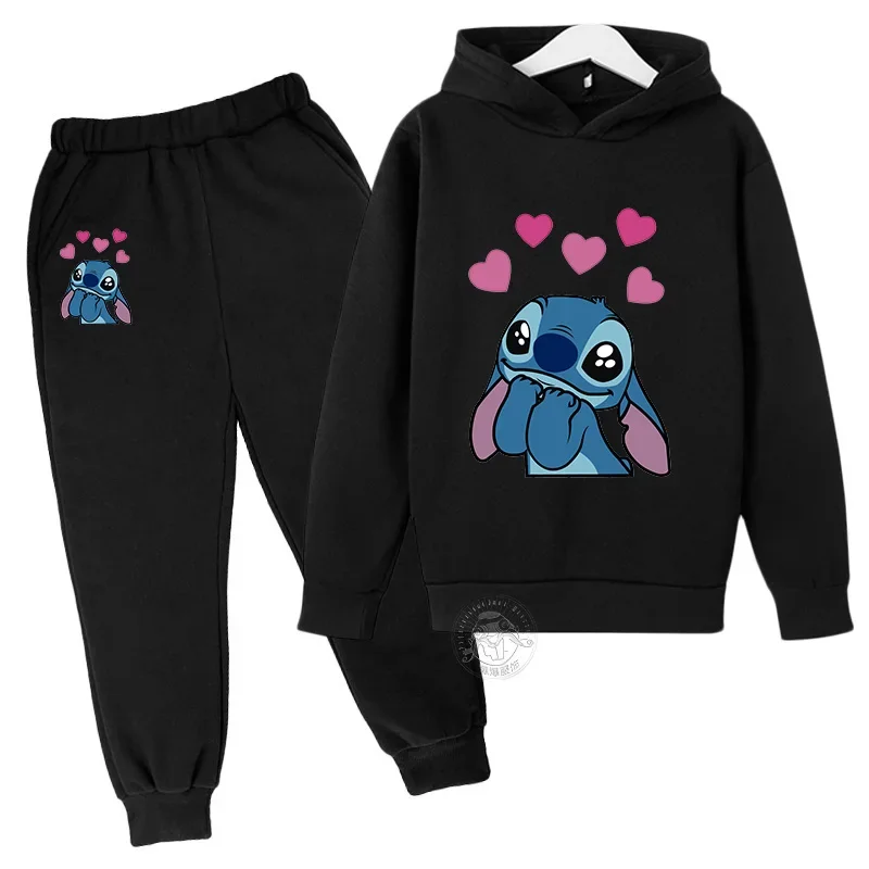 Stitch Kawaii children\'s suit street fashion boys and girls suit sports pullover + sweatpants two-piece sports suit