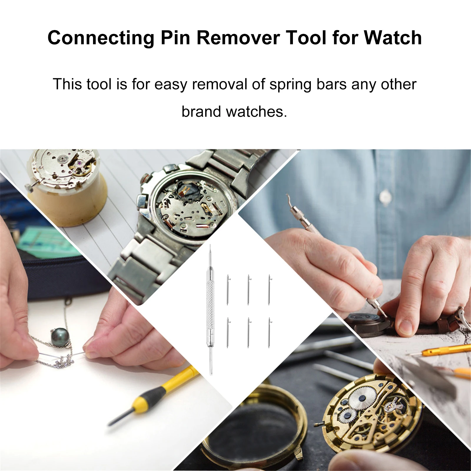

7pcs Watch Repair Tool Spring Bar Remover Connecting Pin Easy Fitting Connecting Pin Remover Tool For Watch Removing for Metal