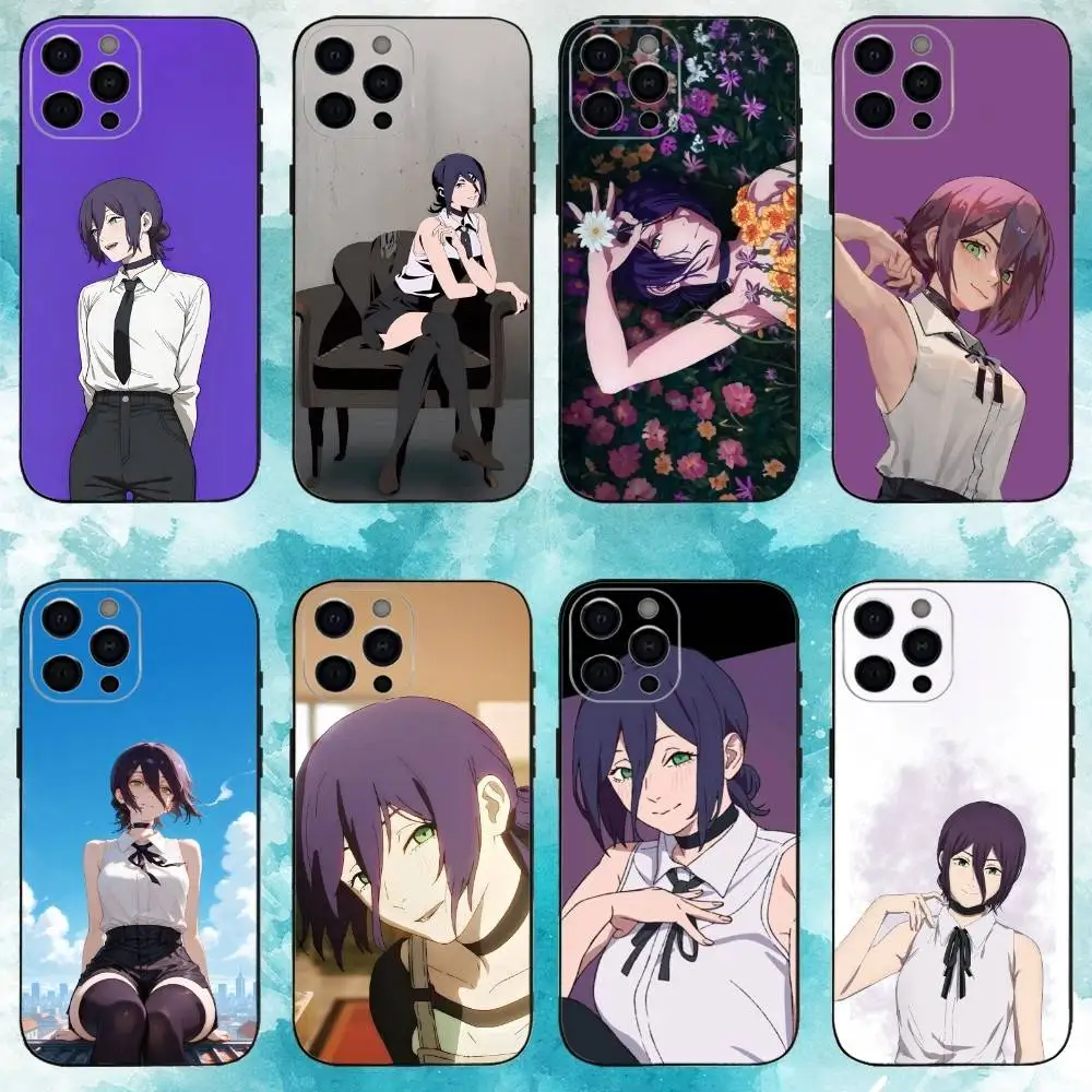 

C-Chainsaw Man Reze Arc Phone Case For iPhone17,16,15,14,13,12,11 Plus,Pro Max Soft Black Cover