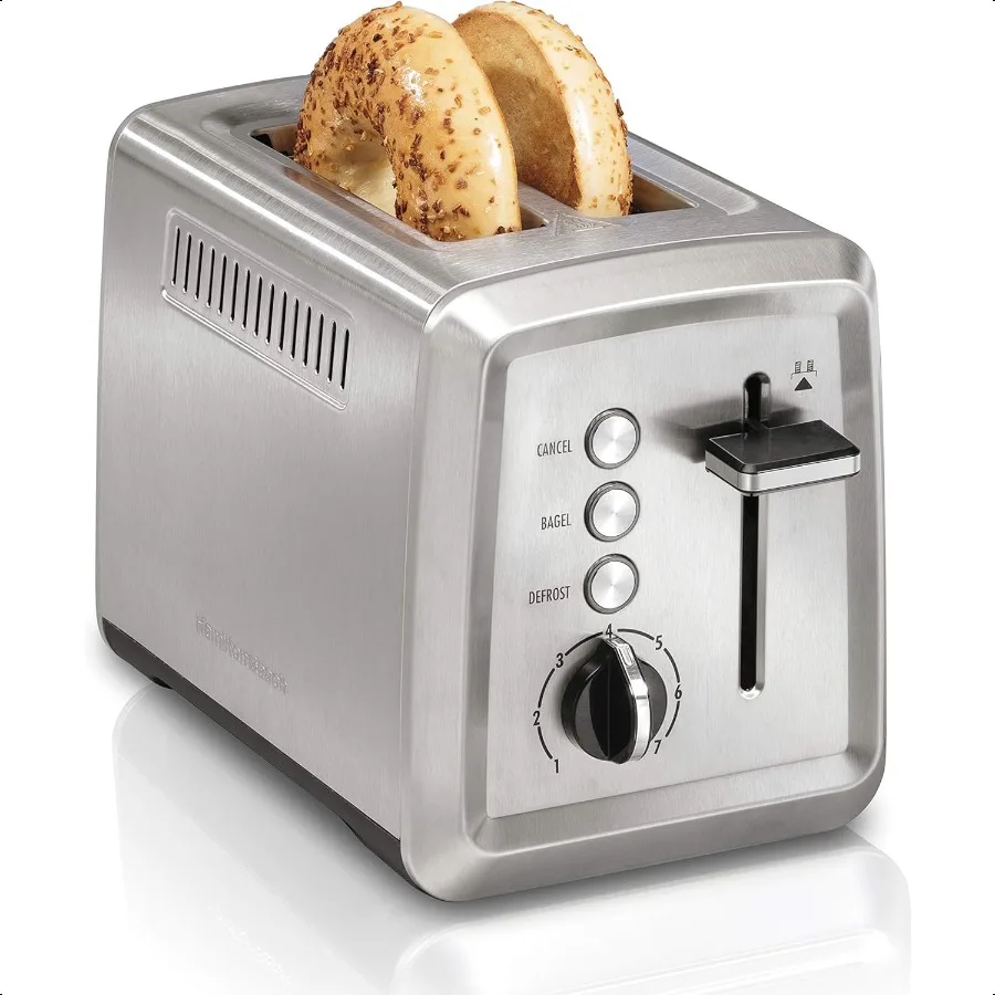 

2 Slice Toaster with ExtraWide Slots Bagel Setting Toast Boost SlideOut Crumb Tray AutoShutoff Cancel Button Defrost Function S