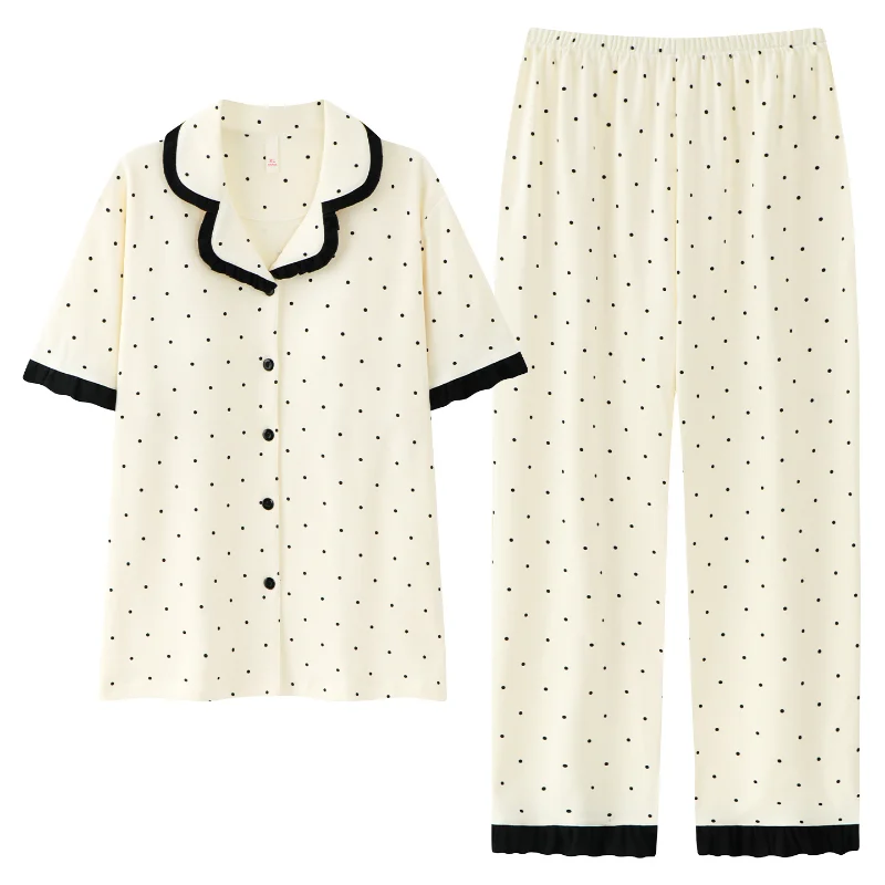 Cool Pajamas Women High Appearance Level Cardigan Short-sleeved Comfortable Loose Version Can Be Worn Outside As A Home Wear Set