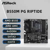 ASRock B550M PG RIPTIDE Motherboard Support Ryzen 5 3600 5600 5700X3D 5800X3DCPU 4xDDR4 4933MHz 128GB HDMI M.2 mATX AM4 Mainboad
