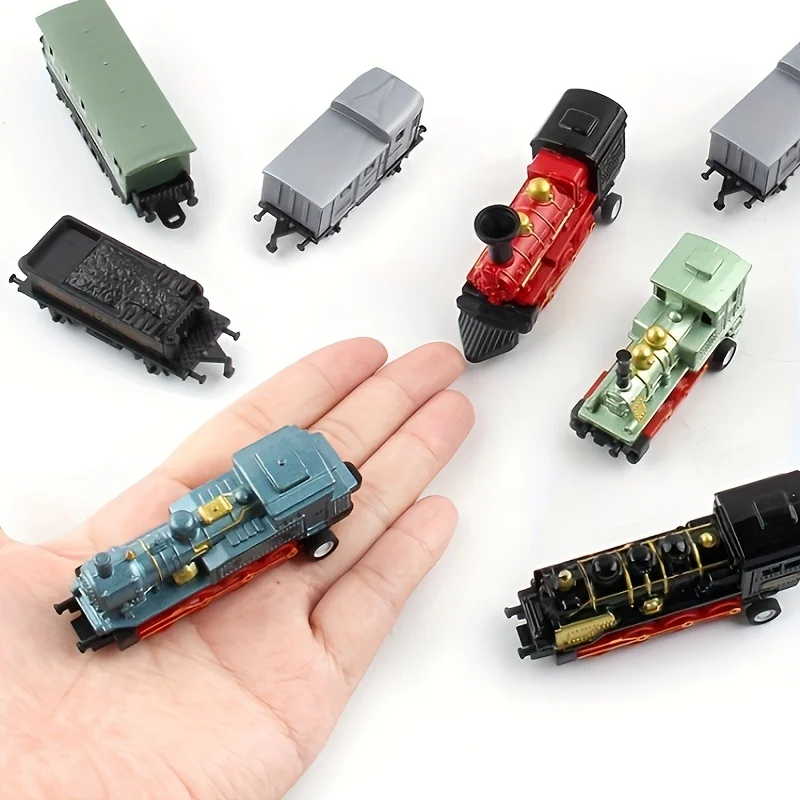 Mini Alloy Retro Steam Train Toy Kit Die-Cast Pull Back Simulation Steam Train Model Toys for 3-6 Years Old Kids Boys and Girls