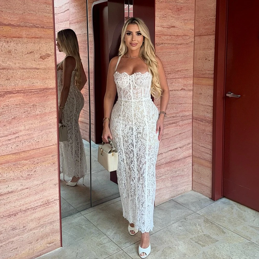 Black Lace Patchwork Sleeveless Maxi Dress Women