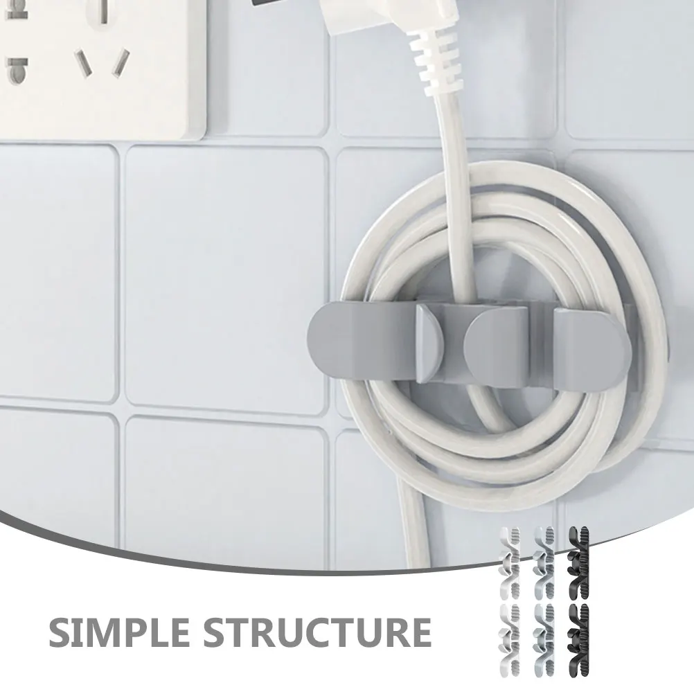 

6 pcs Power Cord Organizer Holder Kitchen Appliance Wire Cable Manager Stick on Winder Tpr Silicone White Gray Black