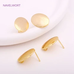 14K Gold Plating Oval Post Earring Fittings High Quality Brass Metal Smooth Stud Earring Parts DIY Jewelry Making Accessories
