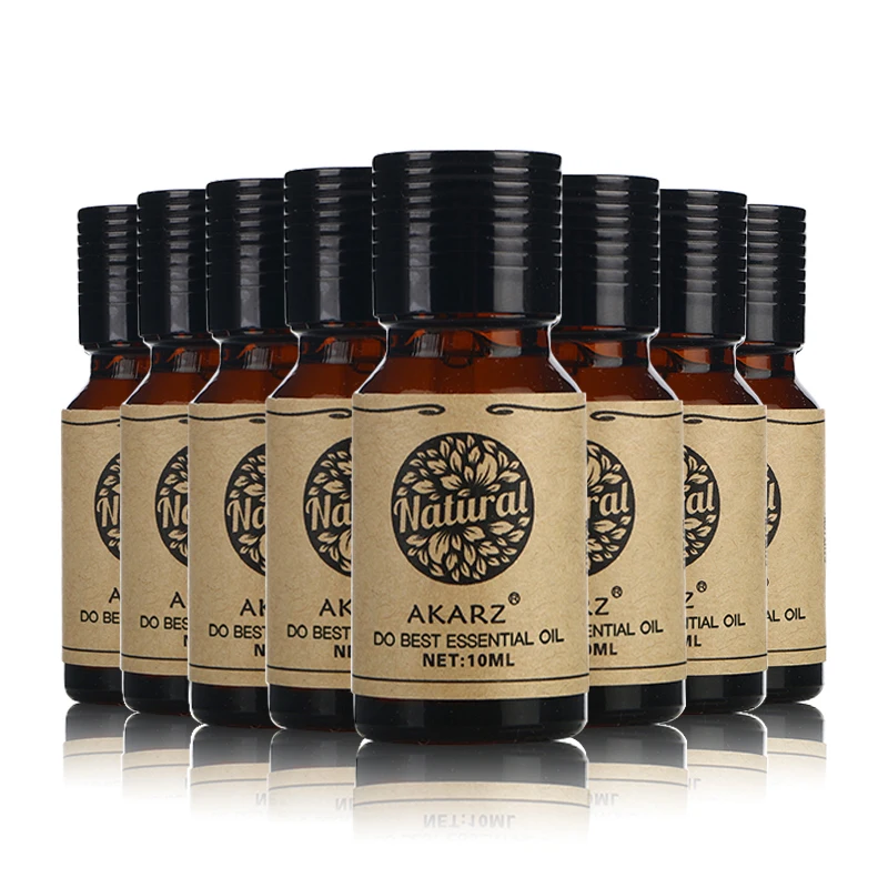 

AKARZ Essential Oil Set - Cinnamon Sandalwood Peppermint Musk Violet Lemon Oregano Clary Sage - 10ml*8 - Aromatherapy Massage