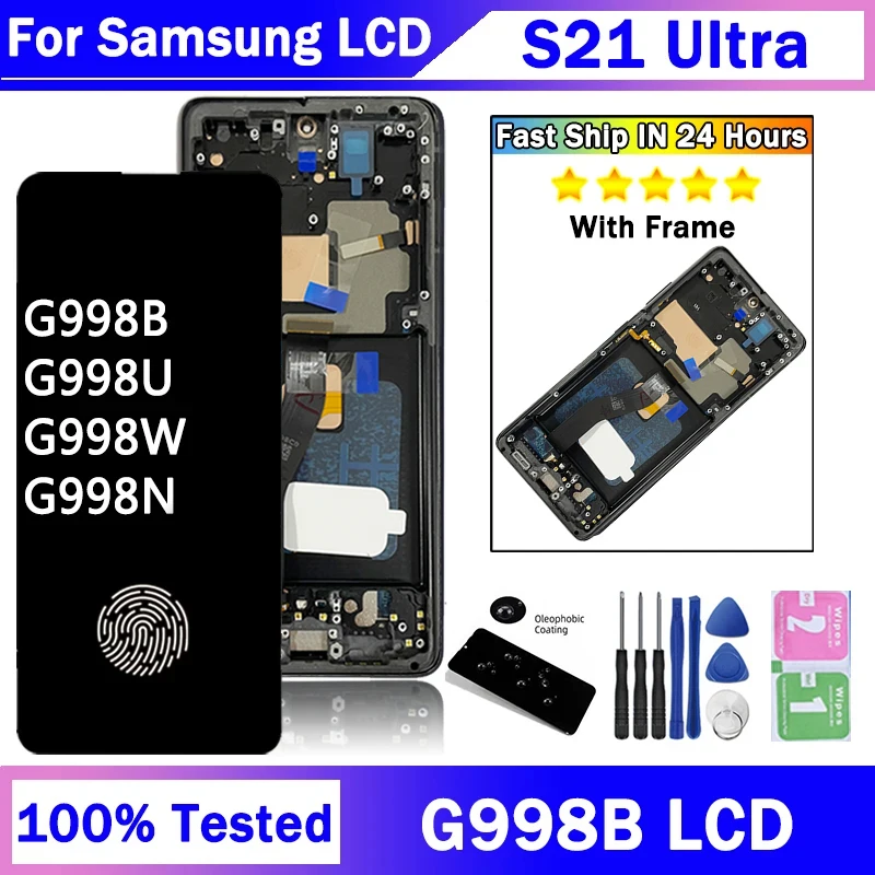 6.8“ OLED For Samsung S21 Ultra 5G Display Touch Screen Digitizer Panel Assembly For Samsung S21Ultra G998 G998U G998B LCD