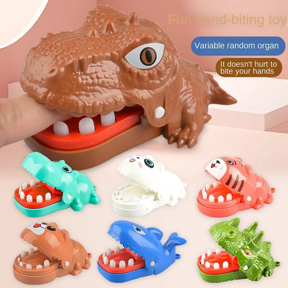 Trick Random Color Mini Dinosaur Bite Finger Toy Stress Reliever Plastic Dinosaur Decompression Toy Bite Hand Toy Gift