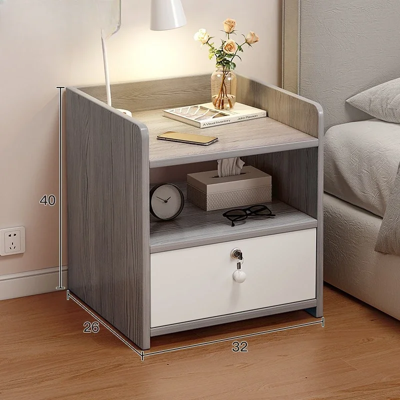 

Modern Comfortable Bedside Tables Cabinet Storage Wooden Bedside Tables Lock Simple Comodas Mueble Dormitorio Bedroom Furniture