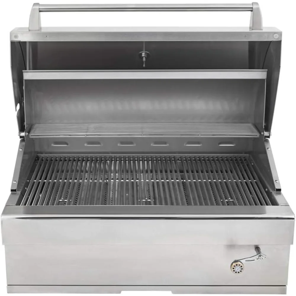 32-inch Turbo Charcoal Built-In Stainless Steel BBQ Grill with Charcoal Tray stove wind shield  wood stove