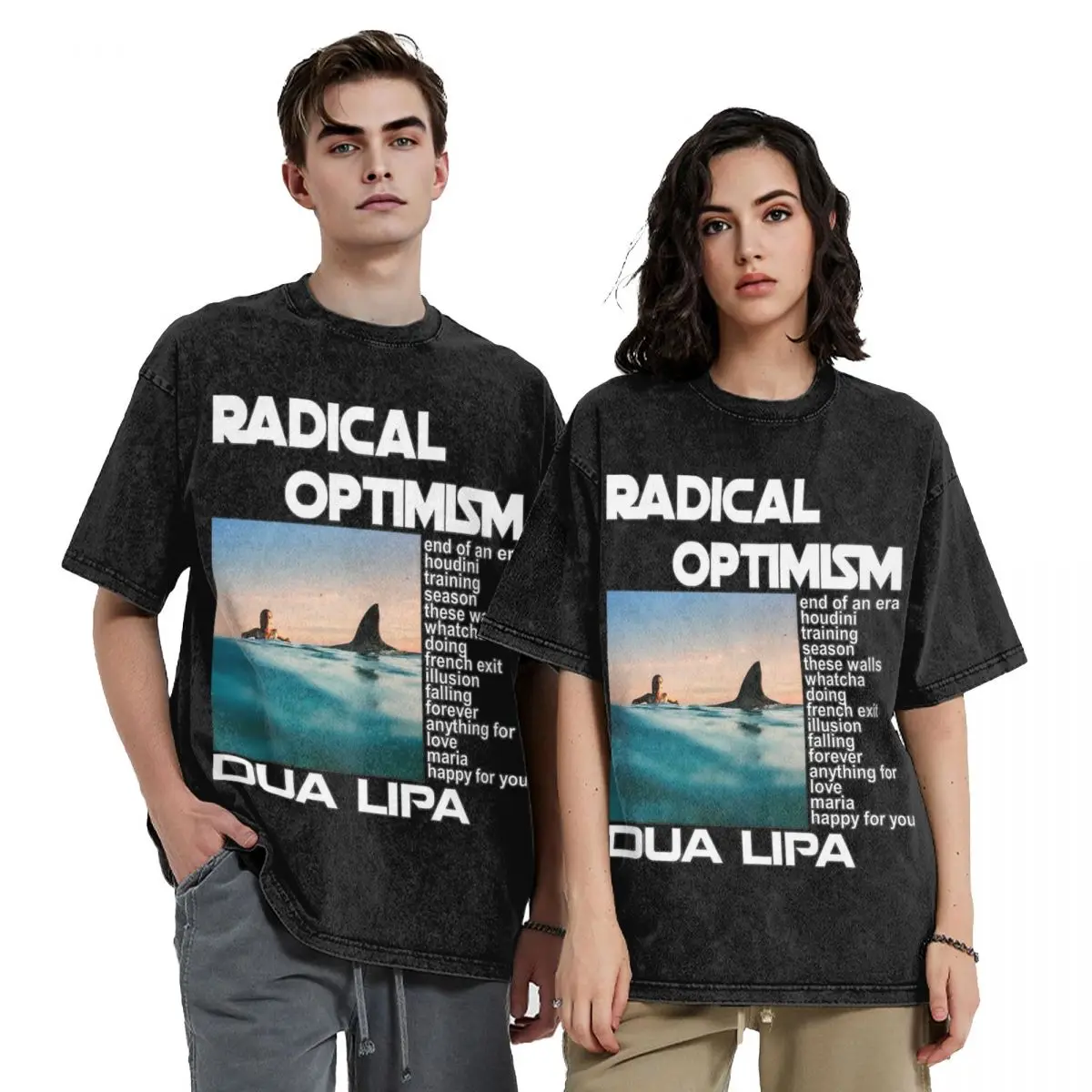 Graphic Printed D-Dua Lipa Singer Shirts Merch Men Women Radical Optimism New 2024 Album Washed Tee Shirts Harajuku T-shirt