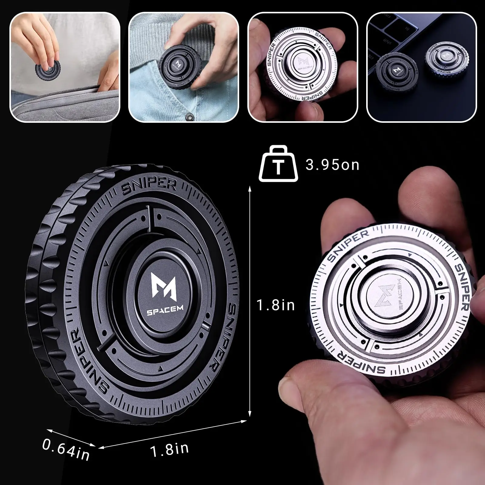 YIJOO Fidget Spinner en métal pour enfants et adultes, haute vitesse et silencieux coloré brillant, Cool Fidget Spinner, Anti-anxiété