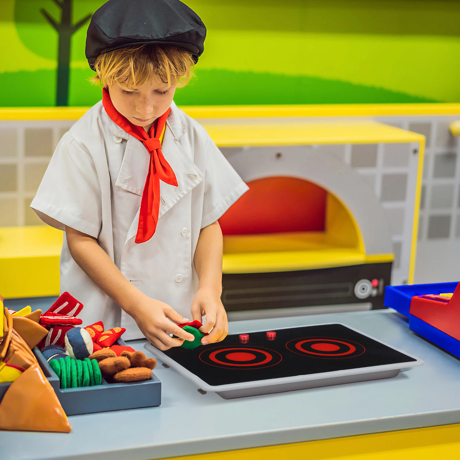 Realistisch spel voor kinderen Keukenapparaat Elektromagnetisch fornuis Simulatieontwerp Interactief geluid Licht Doe alsof kookspel