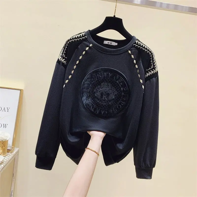 Men's Trendy Sweatshirts Ins Handsome Long-sleeved T-shirt New Spring Autumn Men's Casual Black Top