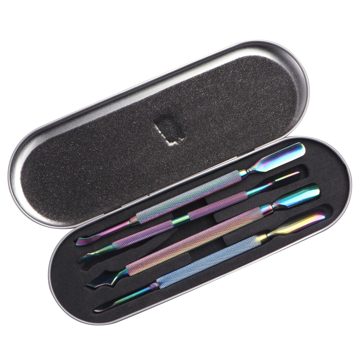 4 pezzi set di strumenti per nail art robusto acciaio inossidabile spingipelle rimozione unghie detergente per pelle morta manicure pedicure kit professionale