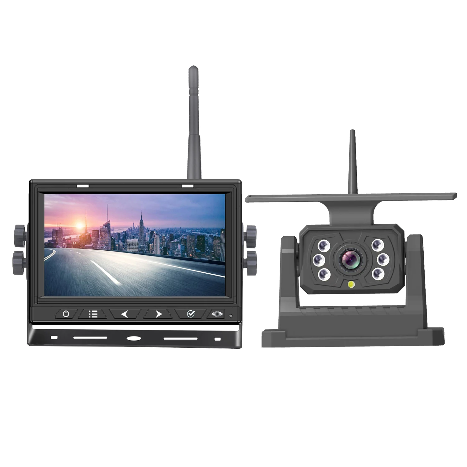 DVR512G Recording 4Split Screen Display Solar Powered Wireless Backup Camera System Standby 416days Magnetic Base Install Free
