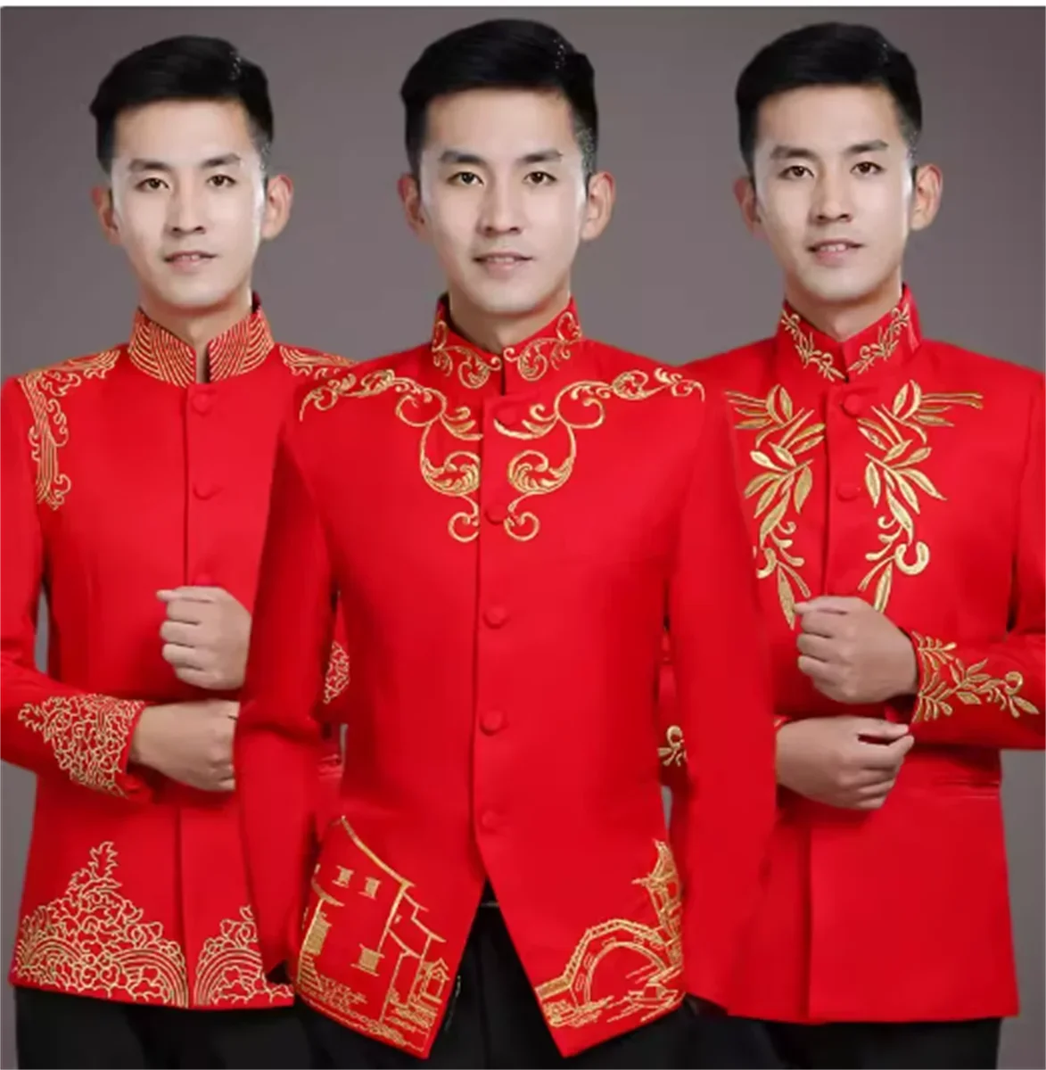 Zhongshan Costume Male Youth Stage Red Song Cantata Performance Dress Annual Meeting Chinese Host Singer Performance Dress