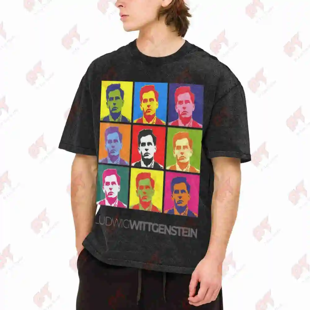 Ludwig Wittgenstein Pop Art Portrait Vintage Washed Tee Pure Cotton T-Shirt