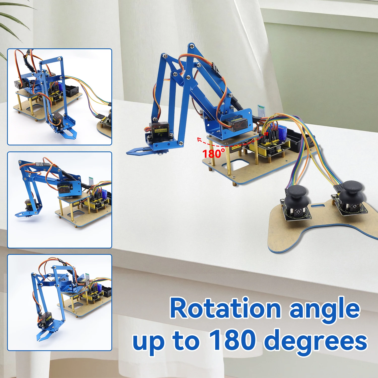 Keyestudio 4DOF Metallic Mechanical Robot Arm PS2 Joystick Robotic Arm Kit for Arduino UNO Project Programing Electronic DIY Kit