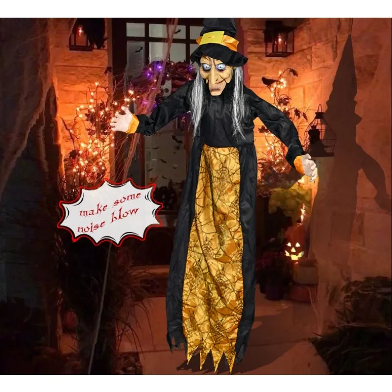 

1 Witch Haunted Prop - Eerie Voice Controlled Halloween Illuminated Hanging Horror Toy Adds Real Fear To House or Bar Decoration