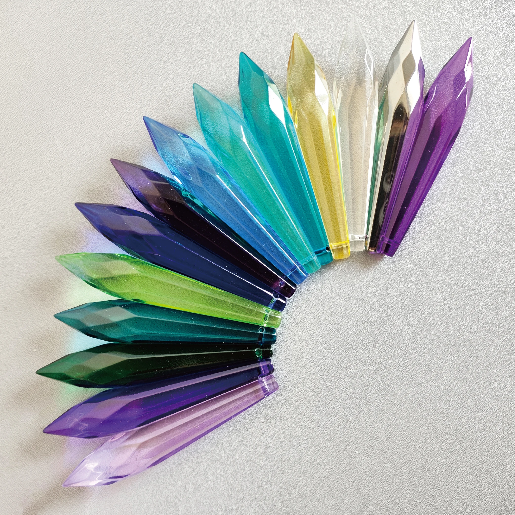 7PCS Faceted Crystal Icicle Prisms 73mm for Window Decor - Colors, DIY Sun Catcher, Chandelier & Pendant Making Supplie