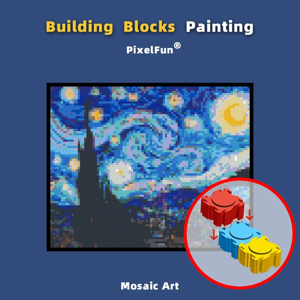 Diy Building Blocks World Famous Painting Night Sky With Bright Stars Mosaic Pixel Art Photo Custom Home Decoration Gift For All