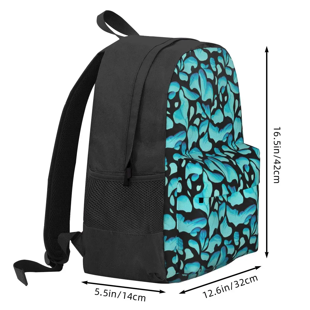 Blue Leaf Print Backpack Abstract Leaves Trekking Backpacks Student Unisex Designer Big School Bags Funny Rucksack