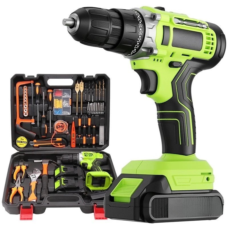 

Multifunctional echargeable lithium battery cross-border flashlight gun drill electric screwdriver electric drill 108 pieces set