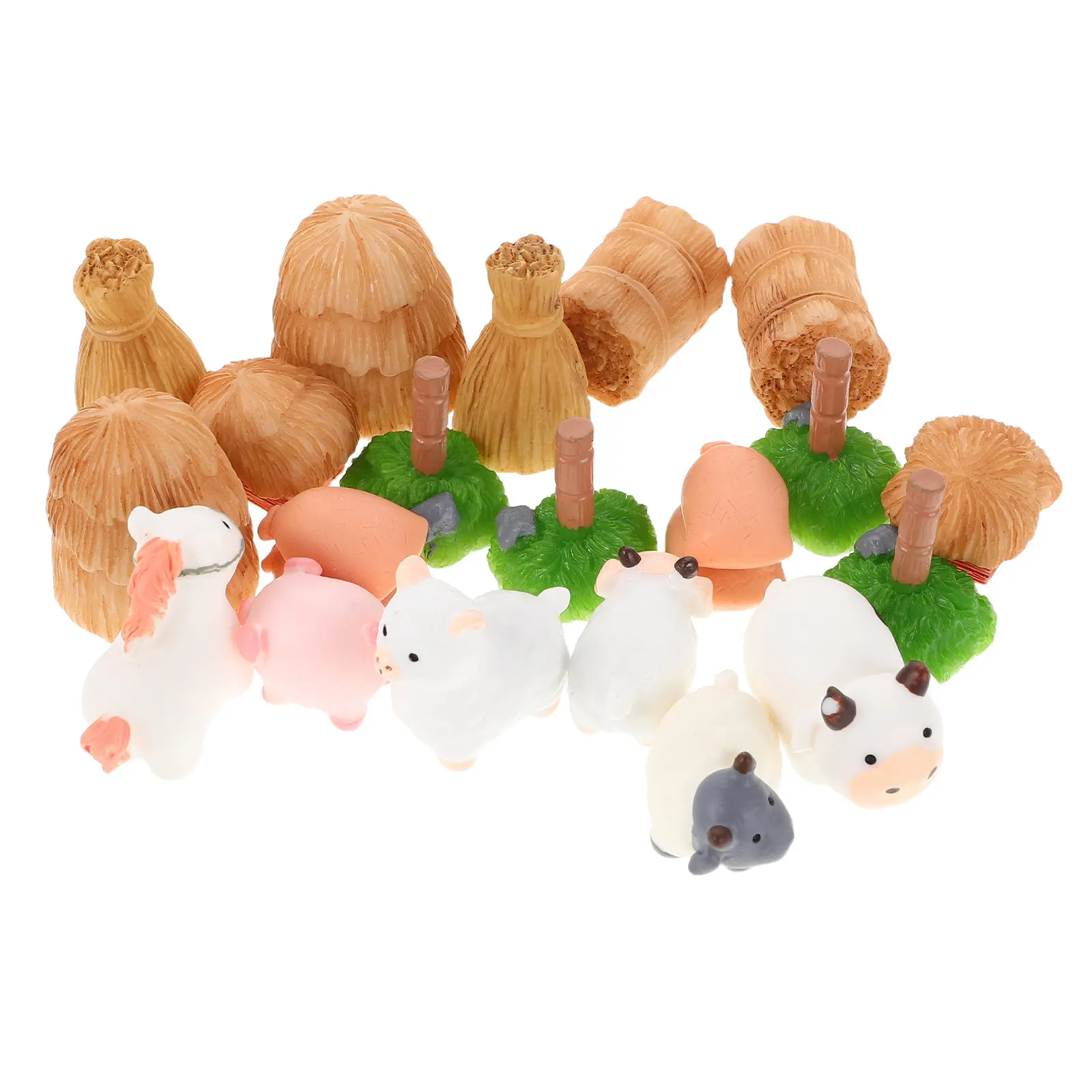 

4pcs Miniature Micro Landscape Kit Diy Assembly With Tiny Animal Resin Dollhouse Accessories For Home Office Decor