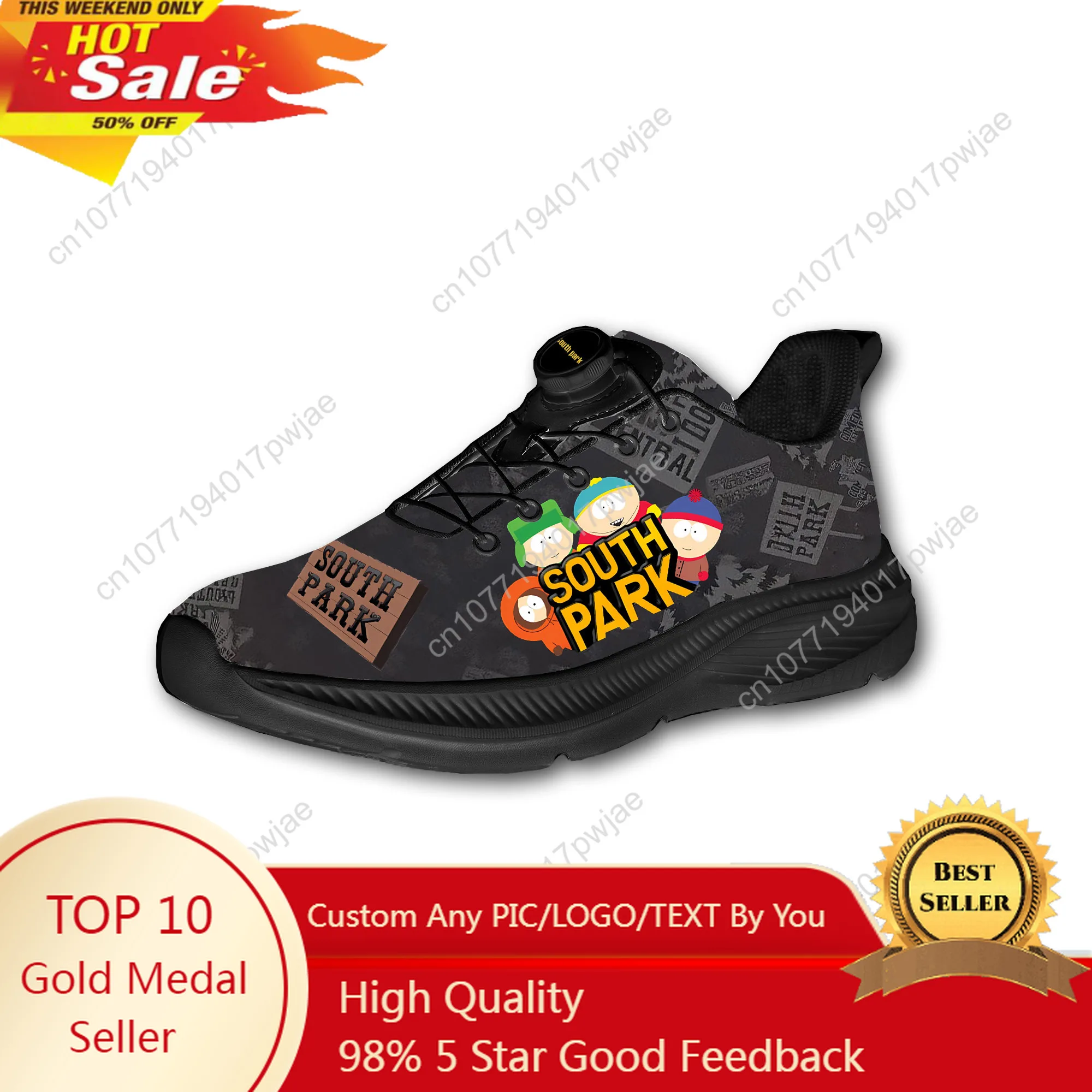 

South Park Anime Comedy Mens Womens Running Off-road Shoes Laceless Rotating Button Sports Shoe Hiking Leisure Custom Sneaker