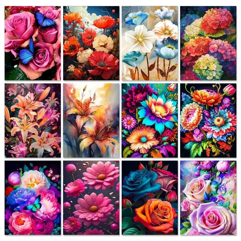 

SDOYUNO Acrylic Paintings By Number Diy Kits With Frame Flowers Oil Painting Coloring By Numbers Acrylic Paint Home Wall Decor