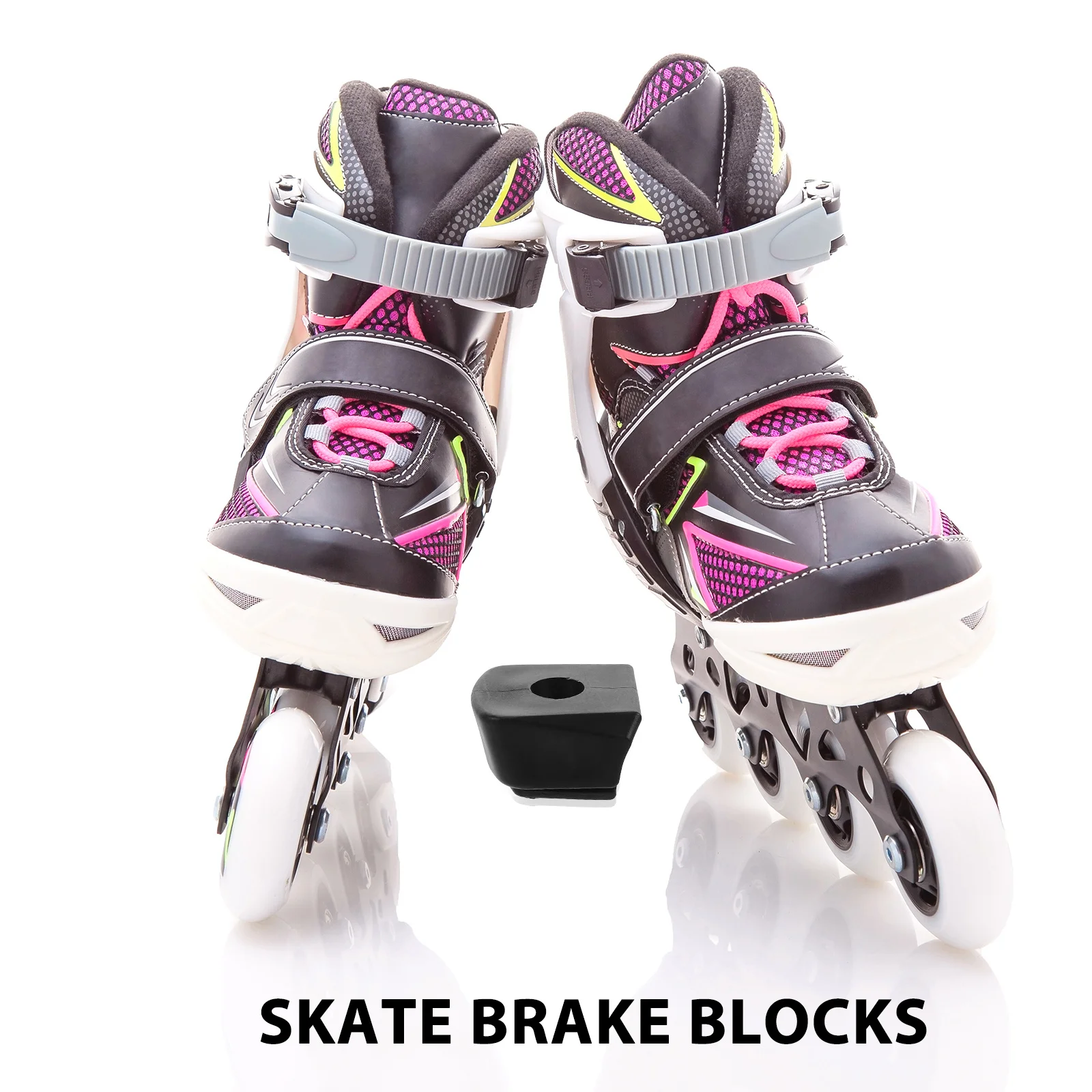سدادات أصابع التزلج الدوارة المدمجة، مجموعة واحدة من فرامل التزلج الأمامية، كتلة فرامل متينة لتوقف الزلاجات الاحترافية