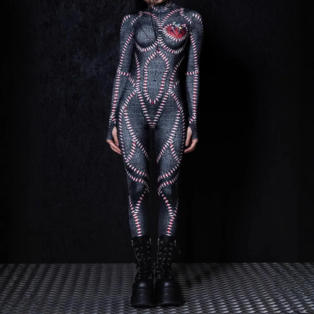 Damen Sexy Clown Strumpfhose Jumpsuit Halloween Karneval Party Bodysuits Aerial Bühnenauftritt Cosplay Kostüme Zentai Anzug 2026 – Detail 2
