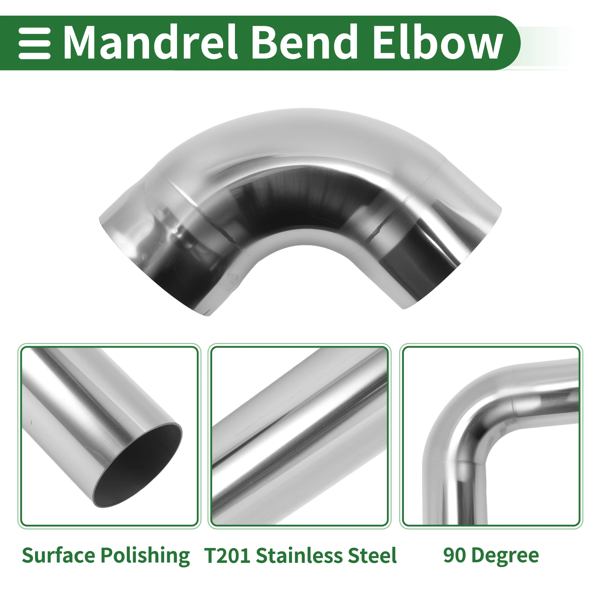 Uxcell 51/57/64/70/76/102mm OD 90 Degree Mandrel Bend Elbow Tube 150mm Length Exhaust Elbow Pipe Universal for Car Motorcycle