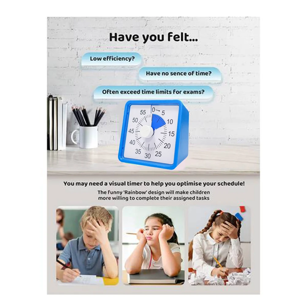 AP-60 Minute Visual Timepiece For Kids, Visual Countdown Timepiece For Kitchen Pomodoro Timepiece With Silent Operation