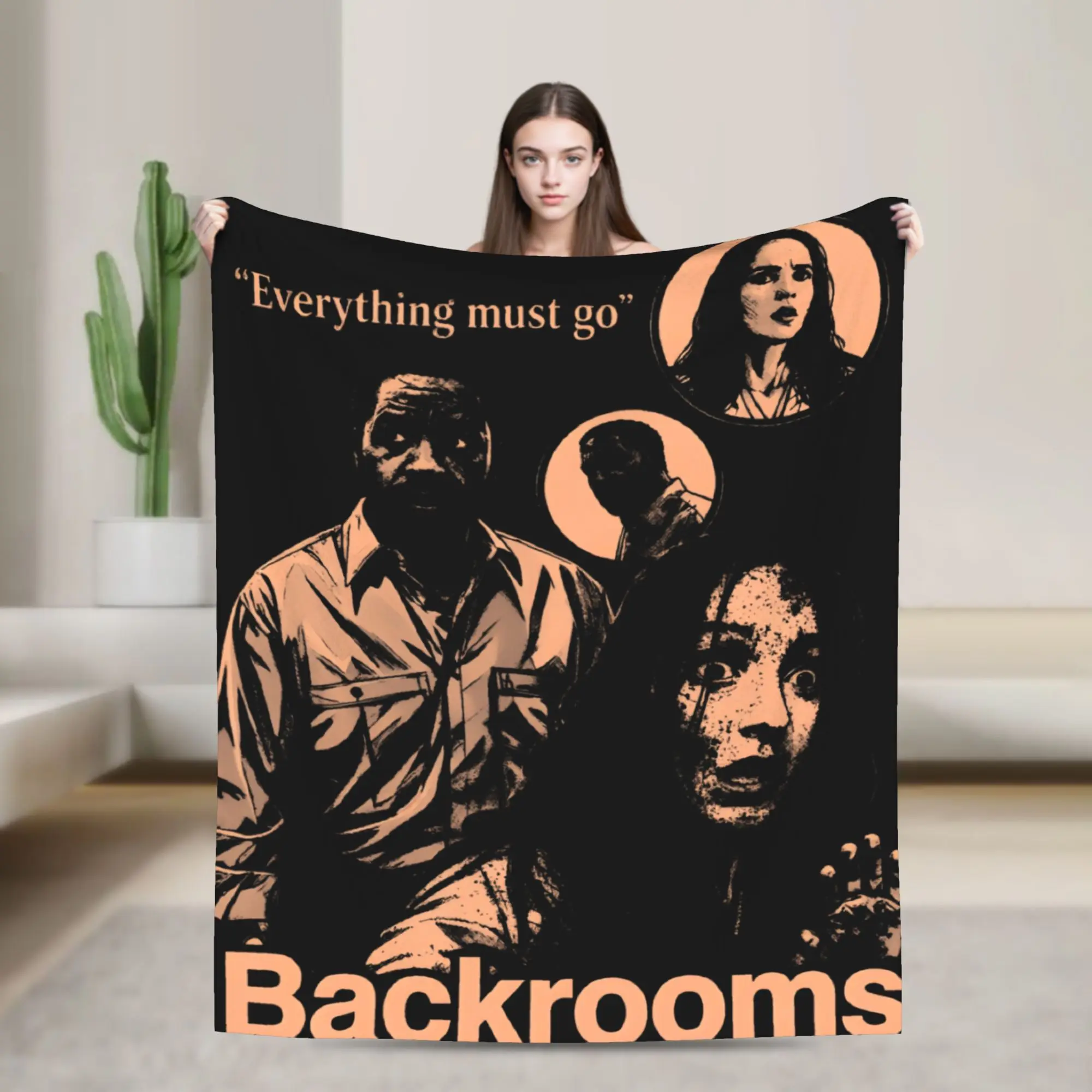 Vintage Grunge Backrooms Character Collage Blankets Warm Plush Throw Blanket For Boy Girl Outdoor Flannel Bedspread Bed Cover