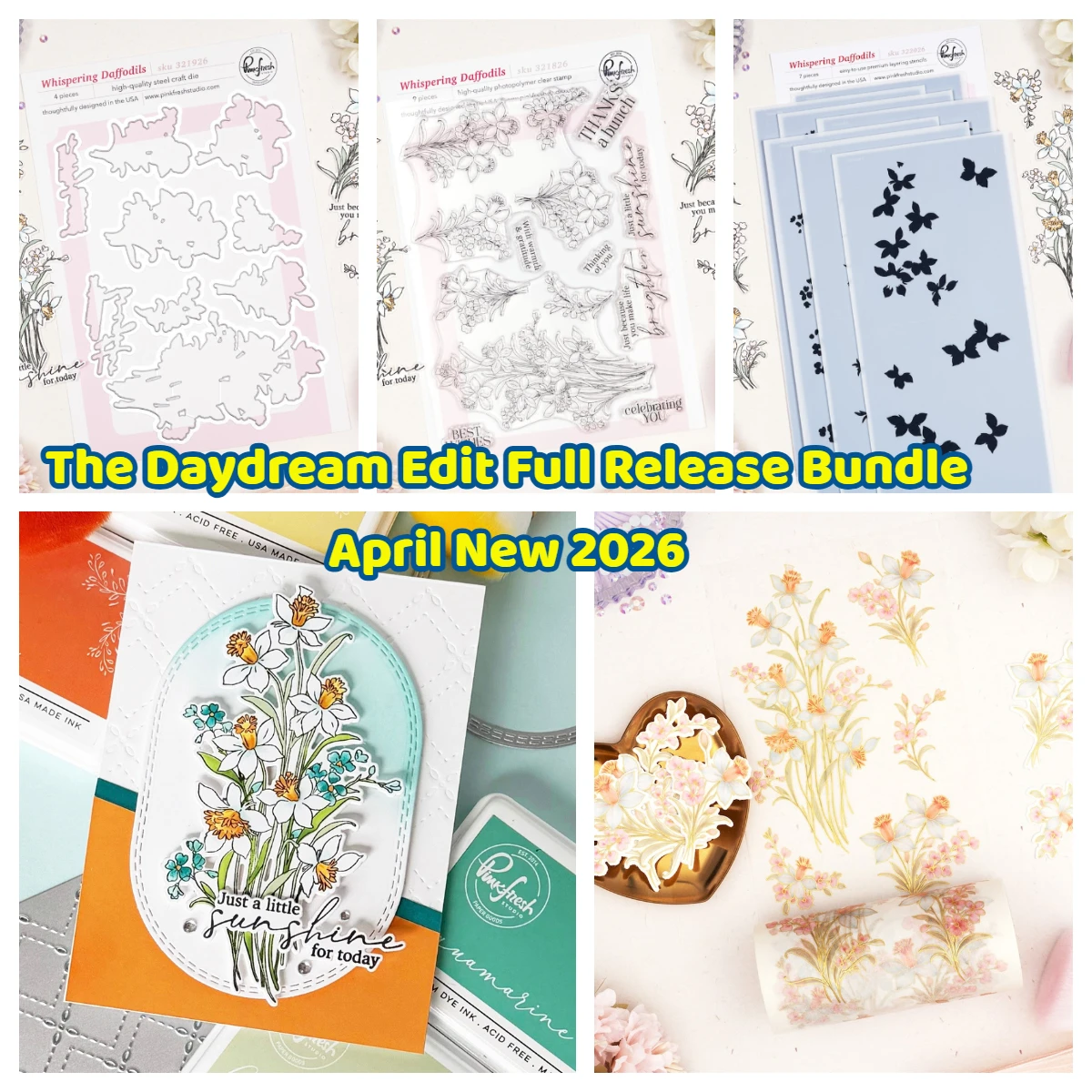 

New Washi Type Mold Whispering Daffodils Metal Cutting Dies Clear Stamps Stencil for Scrapbooking Embossing DIY Paper Card Album