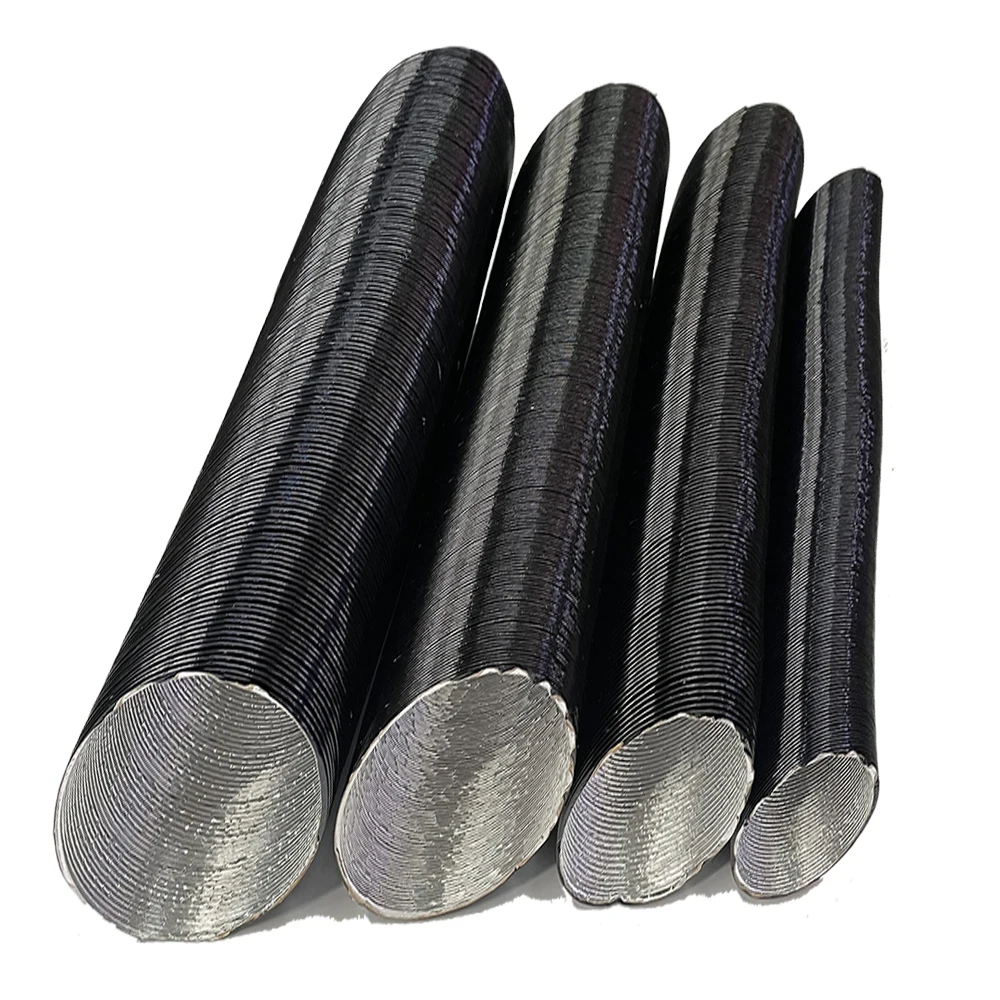 Length 100cm Diameter 42/60/75mm Diesel Parking Heater Duct Ducting Pipe Hose Black for Webasto Eberspacher Heater Car Camper