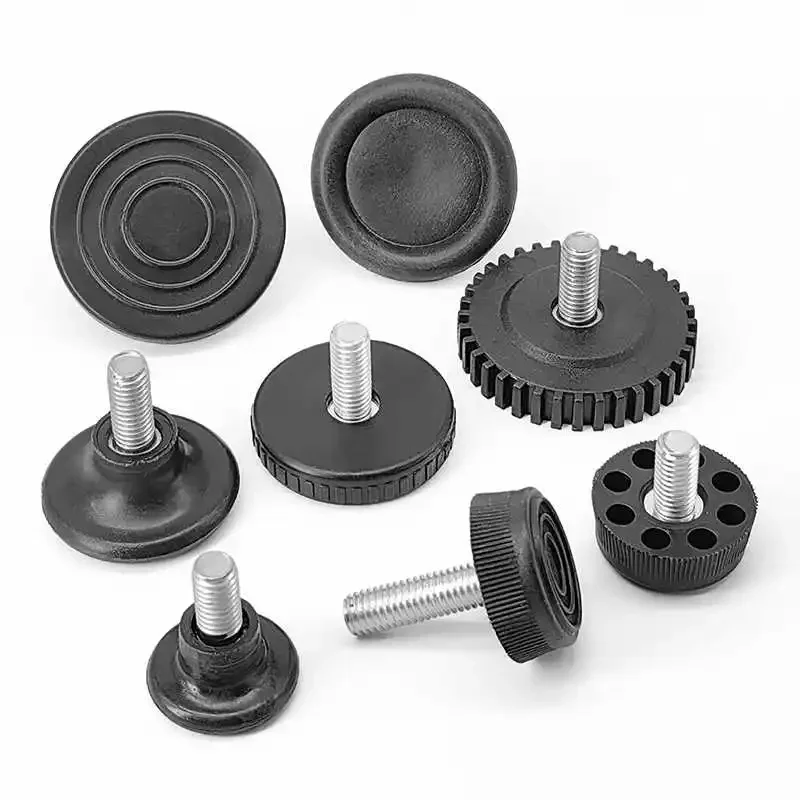 Plastics Adjustable Feet Pad With Screw M10 M8 M6 Table Chair Balck Leveling Foot Pad Furniture Leg Anti-shock Protection